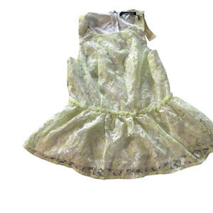 Sagan Lips women's XS sleeveless lace white and green blouse, nwt